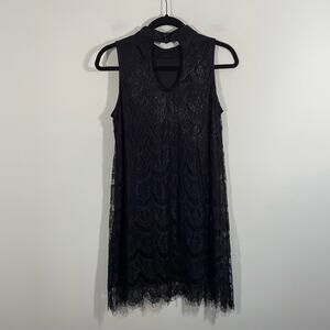 Love Fire Women's Black Delicate Lace Halter Mini Dress Size M Roaring 20s Style